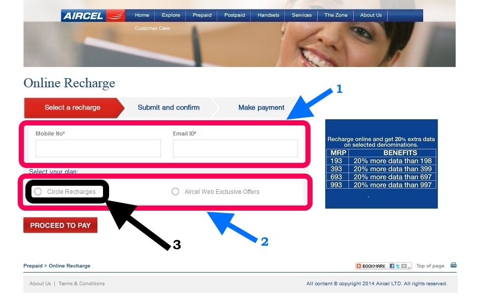 aircel online recharge
