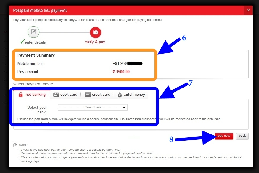 airtel postpaid bill payment - Postpaid mobile verify
